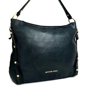 Michael Kors Leigh Blue Goat Leather Shoulder Bag